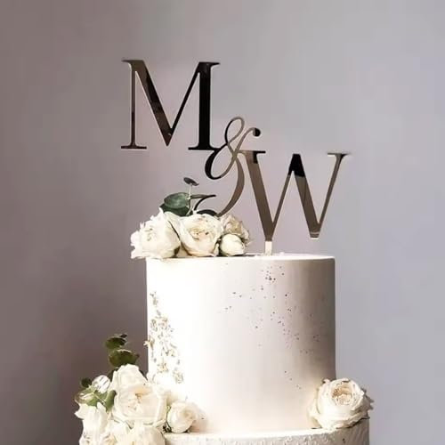 Personalisierter Hochzeitstorte Charm Verlobungskuchen Dekoration Holz Gold Acryl Initialen Topper Party Taufe Namensschild