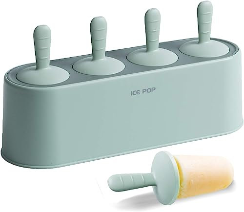 Ice Lolly Moulds- 4PCS Reusable DIY Silicone Popsicle Lolly Moulds with Sticks - Easy Release Ice Cream Molds Pop Molds for Teething Baby Teenager Family Party
