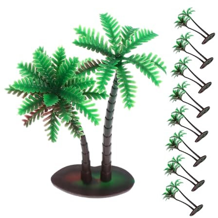 BESTOYARD 15 Stück Teiliges Künstliche Kokos Palmenbäume für Dekoration für Kuchen Aquarien und Modellbau Pflegeleicht und Vielseitig mit Sockel Grüne für Partys