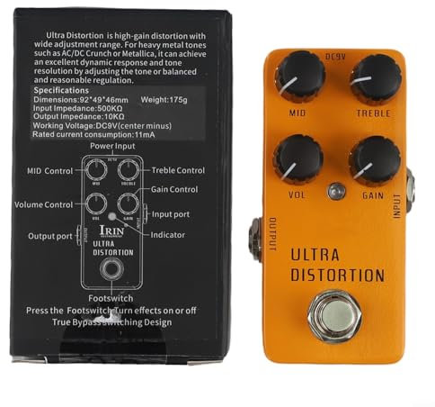 Hasaller IRIN Gitarren-Effektprozessor-Pedale, Aluminiumgehäuse, integrierte Wah Distortion Delay Reverb Distortion Overdrive Delay Reverb Kompressor-Pedal für E-Gitarre Bass Aufnahme (RS17 Orange)
