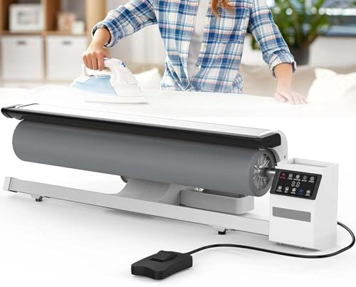 DDZJTPP Kommerzielle Trommelbügelmaschine 2950W,90cm Rotationsdampfbügelmaschine für Hotelkleidung,Bettwäsche und Wäsche, Industrielle Stoffdampfbügelmaschine mit Pedal