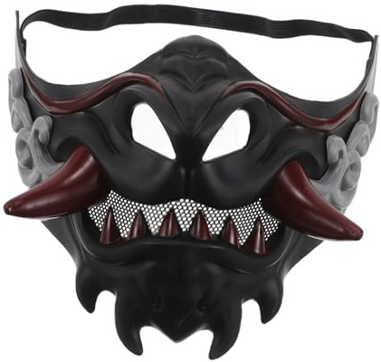 CALLARON Samurai Maske Cosplay für Herren und Damen Einzigartiges Atmungsaktives Design für Partys Halloween und Bühnenauftritte Wiederverwendbare Handgefertigte Maske mit Elastischem Band