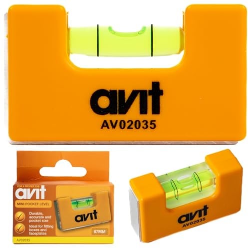Avit Mini Pocket Spirit Level 67mm, Dual Magnetic Base and Side, 0.75mm/m Accuracy, Compact Portable Tool for Electricians Plumbers DIY Construction, Bright Orange for Easy Jobsite Visibility, AV02035