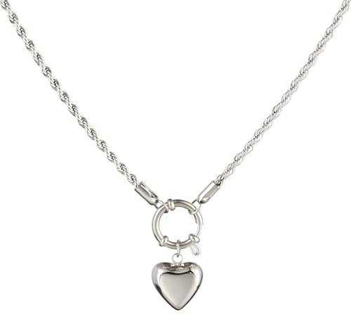 Schloss-Halskette für Damen und Herren, 925er Sterlingsilber, Herz-Anhänger, gedrehte Kette, Choker-Halskette, Vorhängeschloss für Damen und Herren