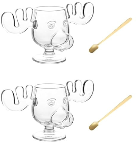 Elch Gläser Weihnachtsglas,Weihnachts Tassen,Elchgläser Christmas Mug,Elchgläser Christmas Vacation, Weihnachts Eierlikörgläser Elchbecher Transparent Christmas Geschenk (1)