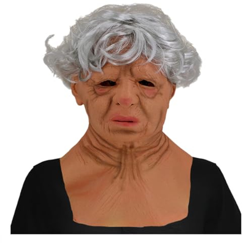 Generisch Realistische Alte Dame-vollkopfmaske Aus Latex Mit Weißer Perücke – Erwachsenes Crossdressing-sissy-transgender-damenkostüm Für Maskerade-cosplay-kostümparty