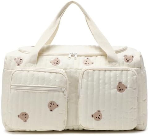 Sac d'hôpital pour bébé, sac à langer matelassé de capacité, motif ours en peluche, de sport mignon, portable et léger pour les voyages à l'hôpital et en week-end, 18, 9 x 8, 7 x 10, 2 pouces