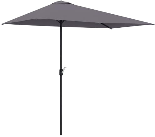 Outsunny Demi Parasol Ø 230 cm avec Manivelle Protection Solaire UV | Parasol de Balcon Terrasse, Polyester, pour Contre un Mur, Porche