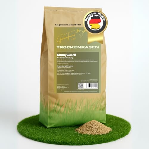 GardenTaurus SunnyGuard Trockenrasen für 100 m² ideal für trockene und sonnige Lagen - dichter Rasen - schnell & zuverlässig, trockenheitsresistent