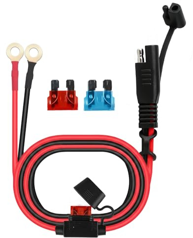 GVVG SAE-Ladekabel, 12 V, SAE-Anschluss, O-Ring, mit Sicherung, 10 A, Verlängerungskabel mit Schnelltrennung, Übertragung von Energie, stabil, Schutz für Motorrad, Auto, Traktor
