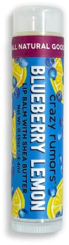 Crazy Rumors Blueberry Lemon Lip Balm. 100% Natural, Vegan, Plant-Based, Made in USA (1-Pack)