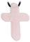 Budawi® Rosenquarz Kreuz Anhänger gebohrt – Naturstein mit schwarzem Lederband zum Kürzen – handgeschliffen & spirituell – Schmuck für Damen & Herren – inkl. Organzasäckchen