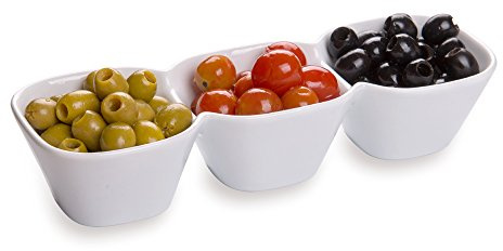 18 oz Square White Porcelain Triplets Convex Bowl Set - 9 1/2 x 3 1/2 x 2 - 1 count box