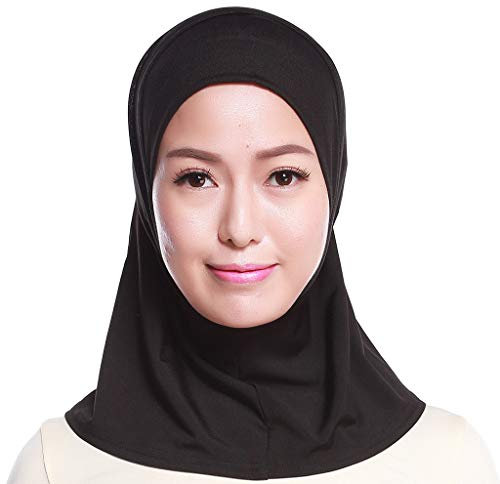 Lazzboy Schal Beading India Hat Muslim Ruffle Cancer Chemo Wrap Cap Scarf Hijab Kopftuch Für Muslimische Frauen Kopfbedeckung Solide Weiche Maxi(Schwarz)