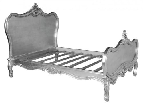 Casa Padrino Barock Bett Maison Paris Silber 180 x 200 cm aus der Luxus Kollektion