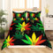 Loussiesd Marihuana Weed Blatt Betten Set Cannabis Blätter Bettwäsche Set 135x200cm Buntes Marihuana Blatt Bettbezug Set für Männer Erwachsene Helle Blätter Muster mit 1 Kissenbezug
