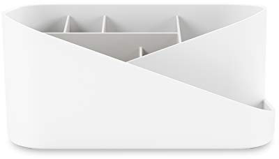 Umbra Glam Kosmetik Organizer, Accessoire Aufbewahrung, Make Up Aufbewahrungsbox mit herausnehmbarem Innenteil, Weiss/Grau, Einheitsgröße