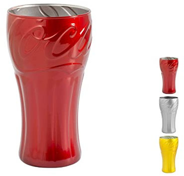 PASABAHCE Coca Cola Bicchiere Colori Assortiti, Oro, Rosso e Silver, cl37