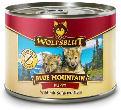 Wolfsblut - Blue Mountain Puppy - 6 x 200 g - Wildfleisch - Nassfutter - Hundefutter - Getreidefrei
