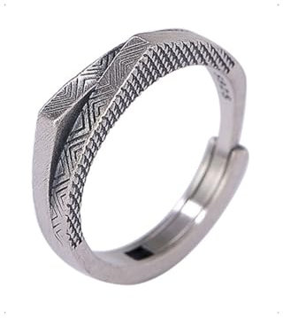 KONFEN Ring Verstellbar Silber Herren, Fidget Ring Doppelberg Ringe Offen Verstellbare Men, Zeigefinger Ringe Fußringe Zweifingerring Vintage Retro Schmuck für Männer Herr Man Frauen Unisex