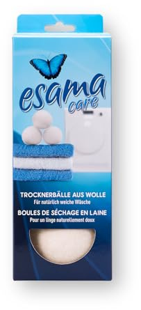 ESAMA Care Trocknerbälle aus Wolle 3 Stück, natürlicher Weichspüler | Alternative zu Trocknertüchern, natürlicher Weichspüler für den Wäschetrockner, reduziert die Trocknungszeit