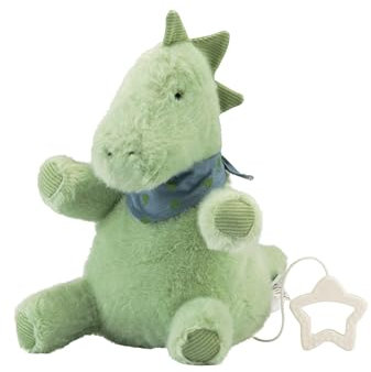 Sterntaler Spieluhr L Dino Rexi - Spieluhr Baby aus Flausch - Kuscheltier waschbar mit herausnehmbarer Spieluhr, Mozarts Wiegenlied - Einschlafhilfe, wirkt beruhigend zuhause & unterwegs, pudergrün