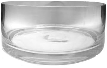 Cuenco Grande de Cristal Transparente para arreglos con Flores y Velas flotantes, diámetro 18 cm, Altura 7 cm