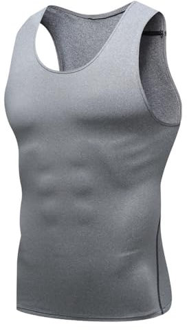 Tank Top Herren Ärmellos Kapuzenpullover Herren Sportshirt Herren Laufshirt Herren Base Shirt Herren Einfarbig Tankshirt Herren Gestrickter Tank Tops Herren I-Grey XXL