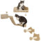 PawHut Juego de Estanterías para Gatos de 4 Piezas Rascador de Pared para Gatos con 2 Postes de Sisal Plataforma Doble con Escalera Suave y 1 Plataforma para Saltar Beige