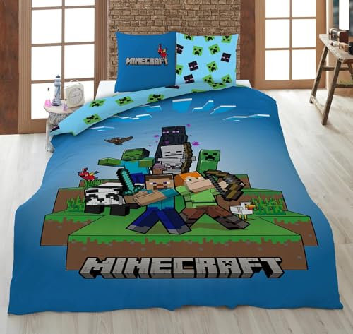 Minecraft Bettwäsche-Set Blau und Grün, für Jungen