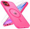 TQIAHF Magnetic Phone Case for iPhone 11 Case with 2 Tempered Glass Screen Protector Compatible with MagSafe Military Grade Shockproof Translucent Matte Cover Slim Phone Case for iPhone 11,Rose Red