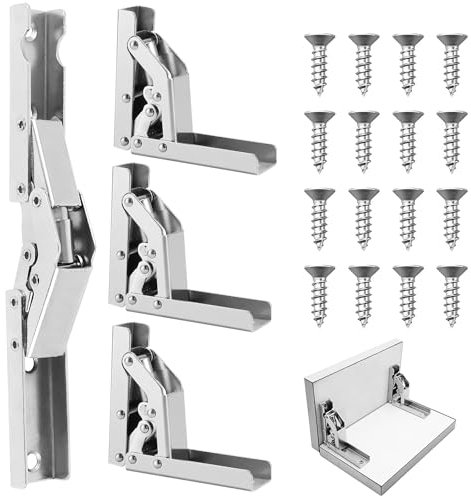 HENGBIRD 4 Piezas Bisagra Plegable 90 Grados avec 16 Tornillos, Bisagras Ocultas Muebles, Bisagra de 90 Para Puertas Plegables, Bisagras Abatibles para Muebles de Cocina, Armario, Cajón
