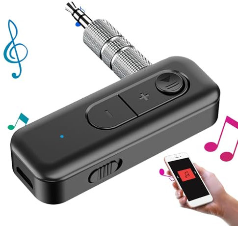 Wireless Receiver for Car - 3.5mm 2-in-1 Car Audio Wireless Receiver, Noise Canceling Clear Calls, Plug and Play Wireless Adapter for Car, Tablet, and Audio Devices