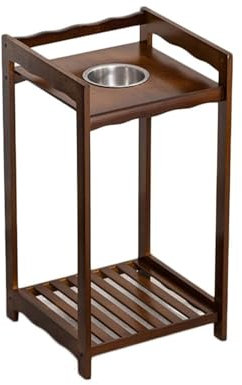 CHUNXVLI Aschenbecher Für Zimmer Aschenbecher Aus Edelstahl, Zigarrenhalter Aus Holz, Rauchfrei, Moderner Standaschenbecher Aschenbecher Für Drinnen Draußen(Brown)