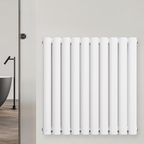 blumfeldt Heizkörper Mittelanschluss - 707 W Wandheizkörper, Stahl Pulverbeschichtet, Doppellagig, Energiesparender Warmwasserbetrieb, Design-Heizkörper Für Bad & Wohnräume, 60x60 cm, Weiß