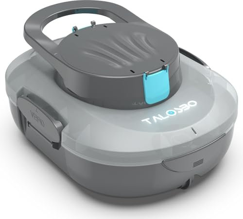 TALOSBO Pleco S1 Poolroboter, 80 Min Automatische Reinigung, Dual Motoren Poolreiniger Selbsteinparkfunktion mit 2,5 Stunden Ladezeit Poolsauger Akku für Flache Böden Pools
