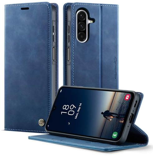 owlhold Handyhülle Samsung Galaxy A17 hülle klapphülle Premium PU Leder, RFID Schutzhülle,Faltbare Handytasche,Kartenfach Standfunktion Leder hülle für Samsung Galaxy A17 4G/5G - Blau