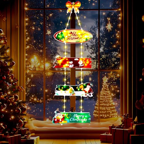 YISKY Weihnachtsdekoration, Weihnachtsdeko Beleuchtung, Weihnachtsbeleuchtung Außen Batterie, Weihnachtsbaumdekoration für Partyzubehör, für Wand, Schlafzimmer, Außen, Innenbereich, Garten