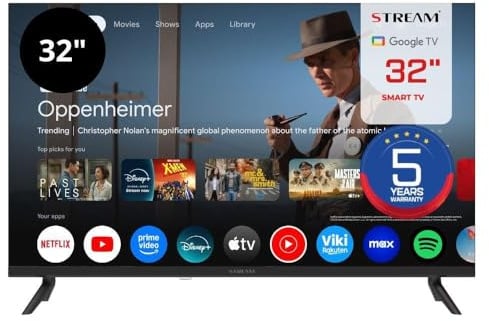 Stream System - Google TV Smart 32, 5 anni di garanzia, HD Ready, HDR10, Frameless (senza cornice), Assistente Google, Chromecast integrato - Modello S32EX1GH (2026)