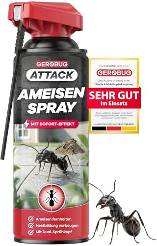 GEROBUG Ameisen-Spray 500ml - Ameisenspray für Innen & Außen mit Sofortwirkung - Ameisenmittel gegen Ameisen im Haus & Garten mit Langzeitwirkung
