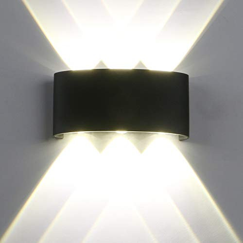 Yosoan LED-Wandleuchte Up&Down Wandleuchte Außenwandleuchte inkl. 6x 1W warmweiß Lichtstrahl Leuchtmittel Außenleuchte Außenlampe Wandlampe für Innen und Außen (6 * 1W 3000K)