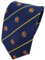 TigerTie Designer Seidenkrawatte in blau gold rot dunkelblau gestreift mit Wappen