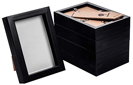 Nicola Spring 3D Shadow Box Photo Frames - 4 x 6 (10 x 15cm) - Pack of 5 - Black 3D Photo Frame Picture Frame Box Small Portrait Display Case for Crafts, Keepsakes, Wedding, Graduation