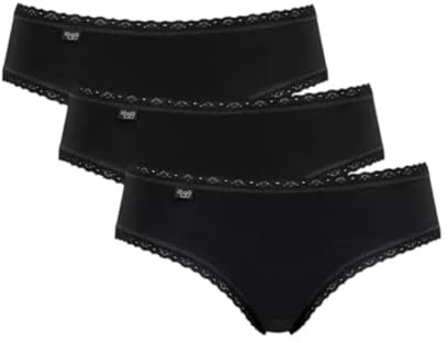 Sloggi Women's 24/7 Cotton Lace Hipster C3P Briefs, BLACK, 14