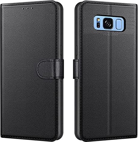 NWNK13 For Samsung Galaxy S8 Case Leather Wallet Book Flip Folio Stand View Magnetic Closure with Card Slots Cover for Samsung S8 Black