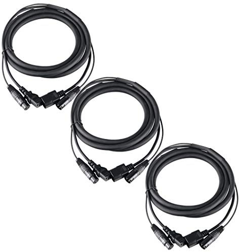 3er Set Pronomic Stage IECD-2.5 DMX Hybridkabel C/DMX (Kombi-Kabel für Stromversorgung und DMX-Signal, Länge: 2,5 m) Schwarz