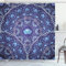 ABAKUHAUS Ethnisch Duschvorhang, Oriental Kreisauslegung, Stoffliches Gewebe Badezimmerdekorationsset mit Haken, 175 x 220 cm, Marineblau Weiß Blau
