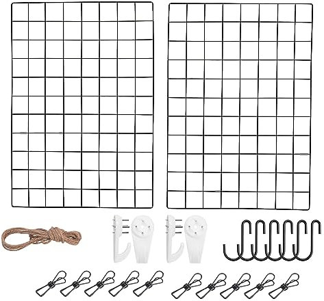 WUZILIN 2PCS Actualice el Estante de la Rejilla de la Pared, la Rejilla de Hierro DIY de la Foto, (45 * 65 cm) Negro…