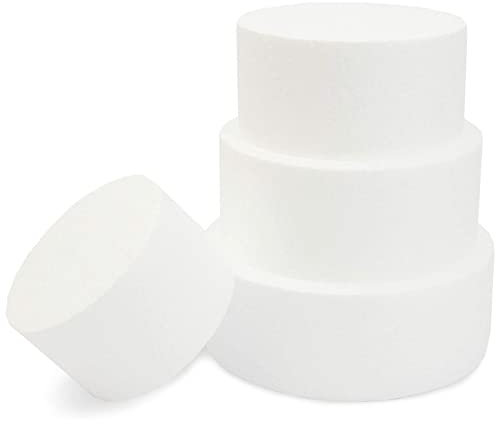 Bright Creations Round Foam Cake Dummy Set, 4 Tiers for Display, Arts and Crafts (White)