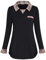 MISS FORTUNE Damen V-Ausschnitt Kragen 2 in 1 Büro Tunika Pullover, B-schwarz, XX-Large